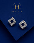 Silver Designer Square Studs