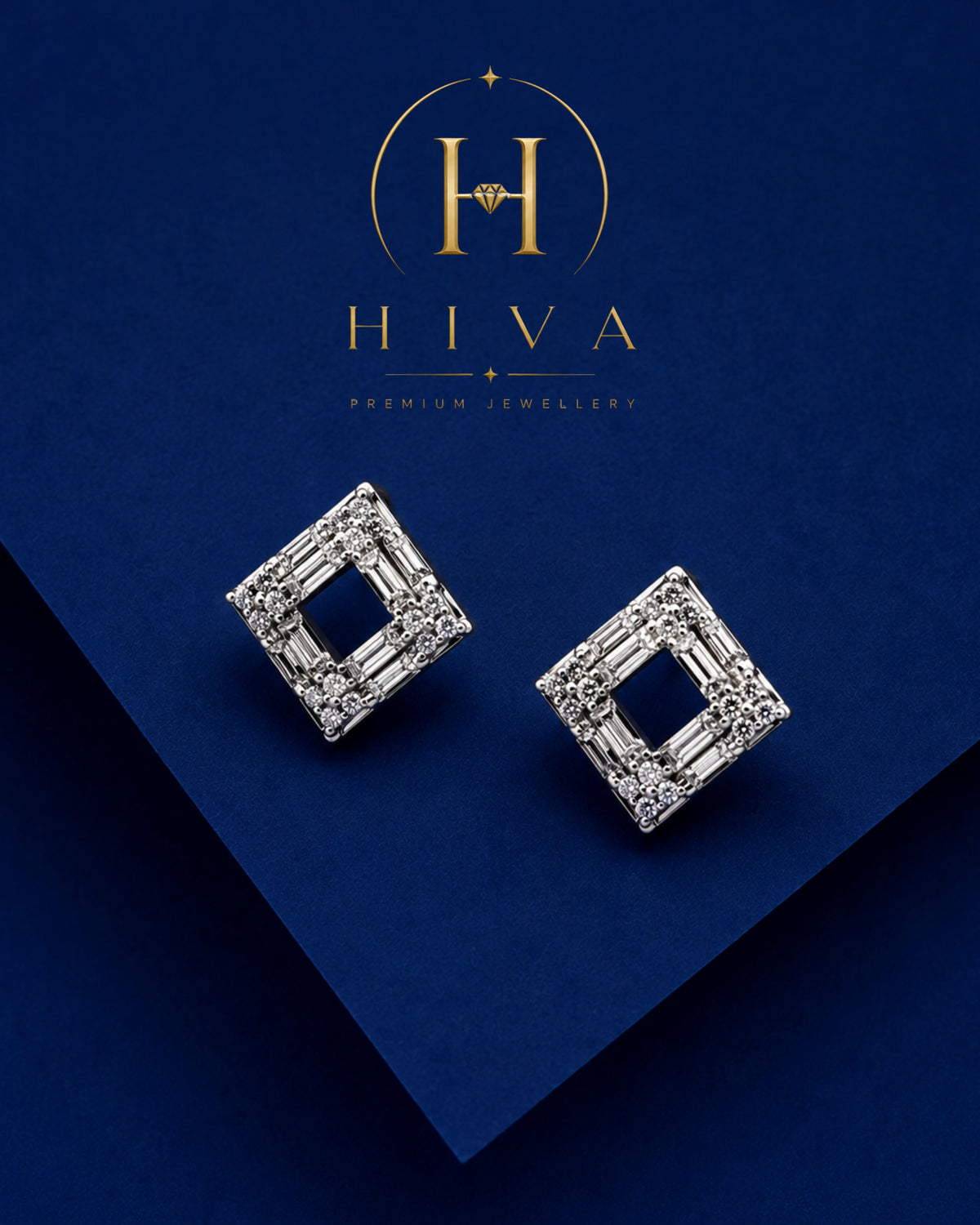 Silver Designer Square Studs