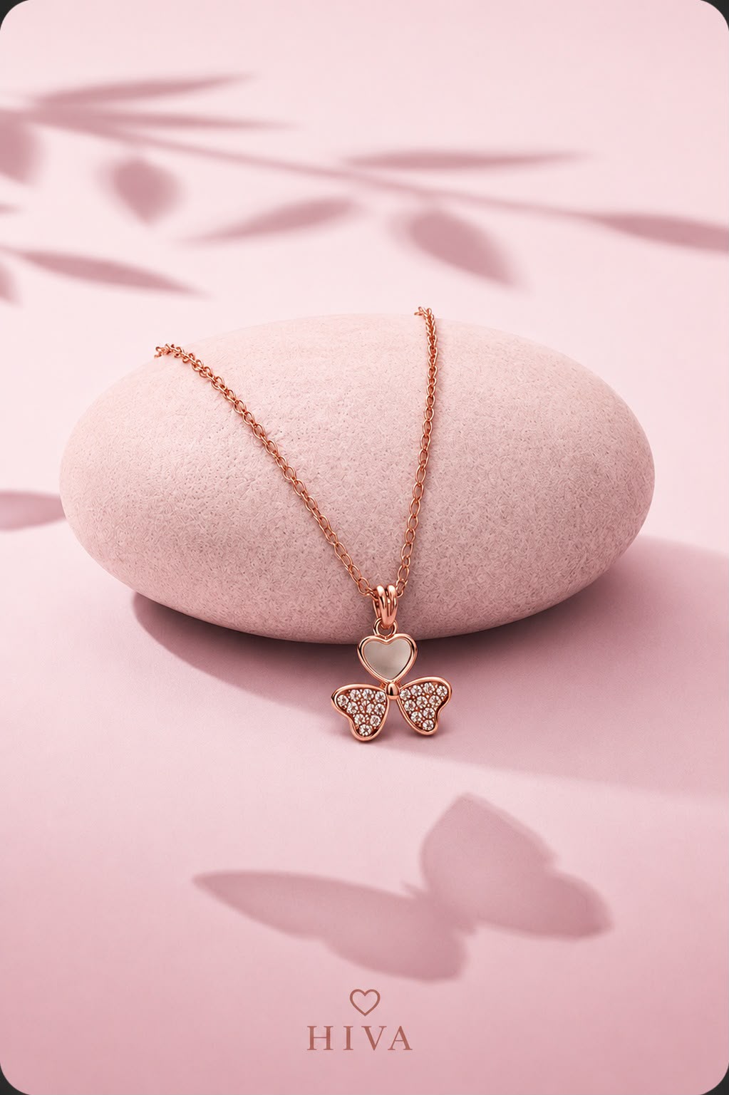Women's Butterfly Heart Pendant Necklace