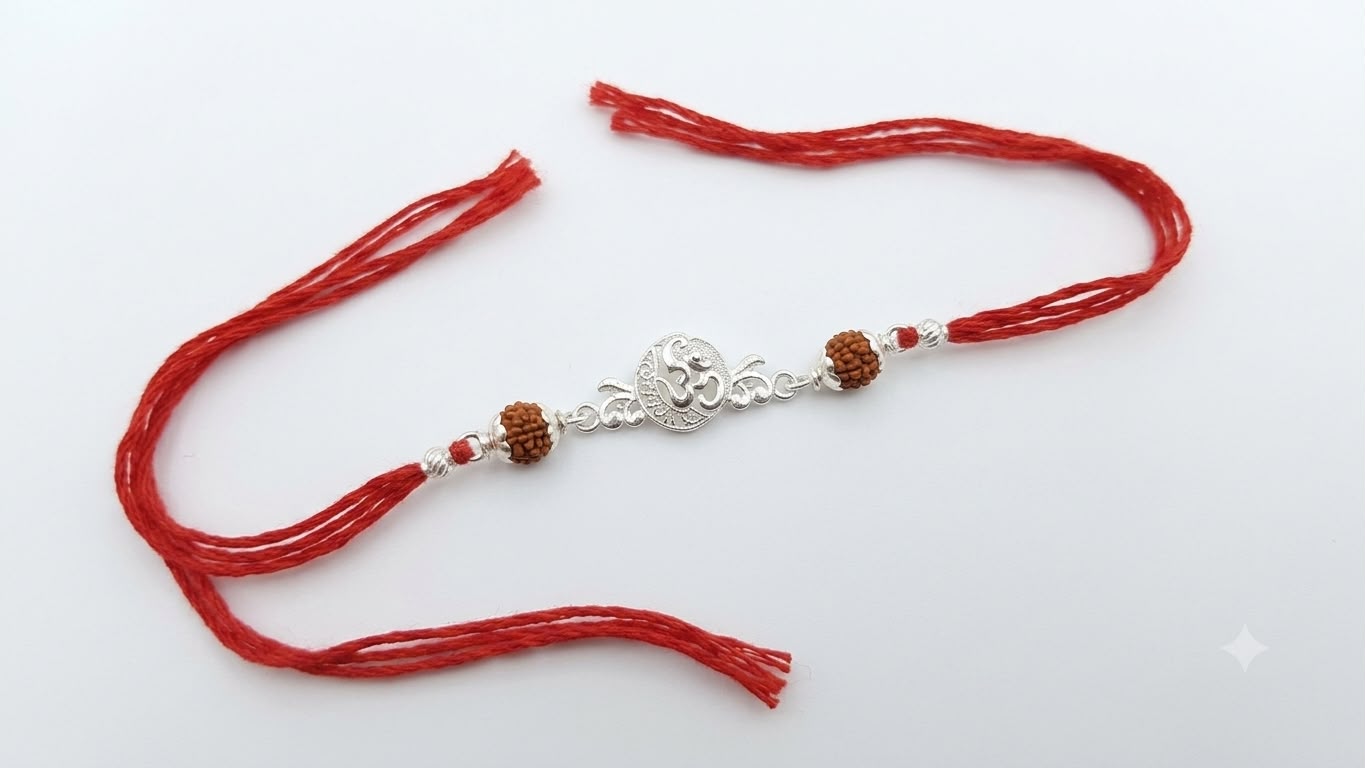 Om Rudraksha Silver Rakhi
