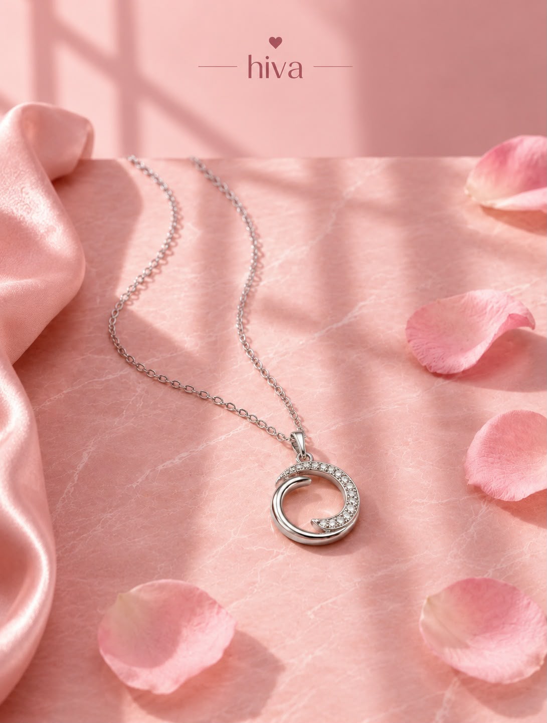 Women's Crystal Crescent Moon Pendant Necklace