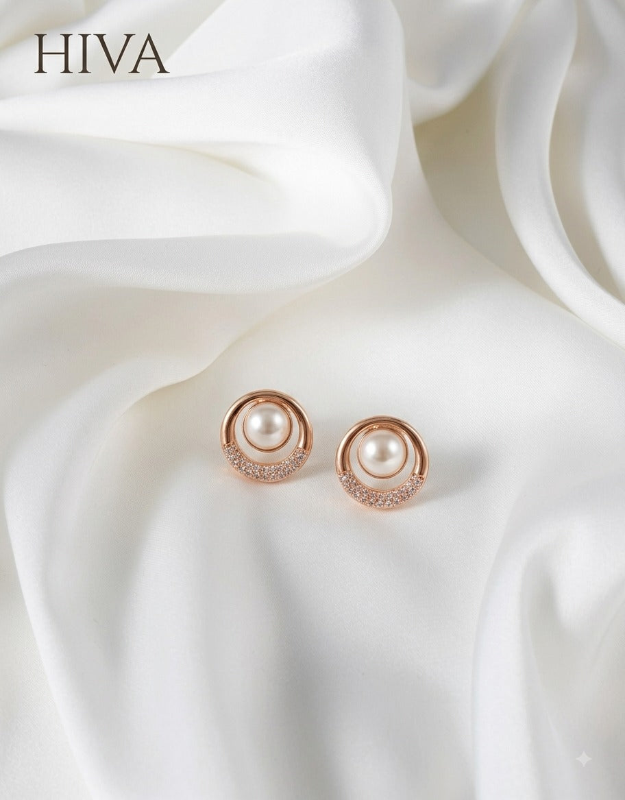 Rose Gold Pearl Earrings