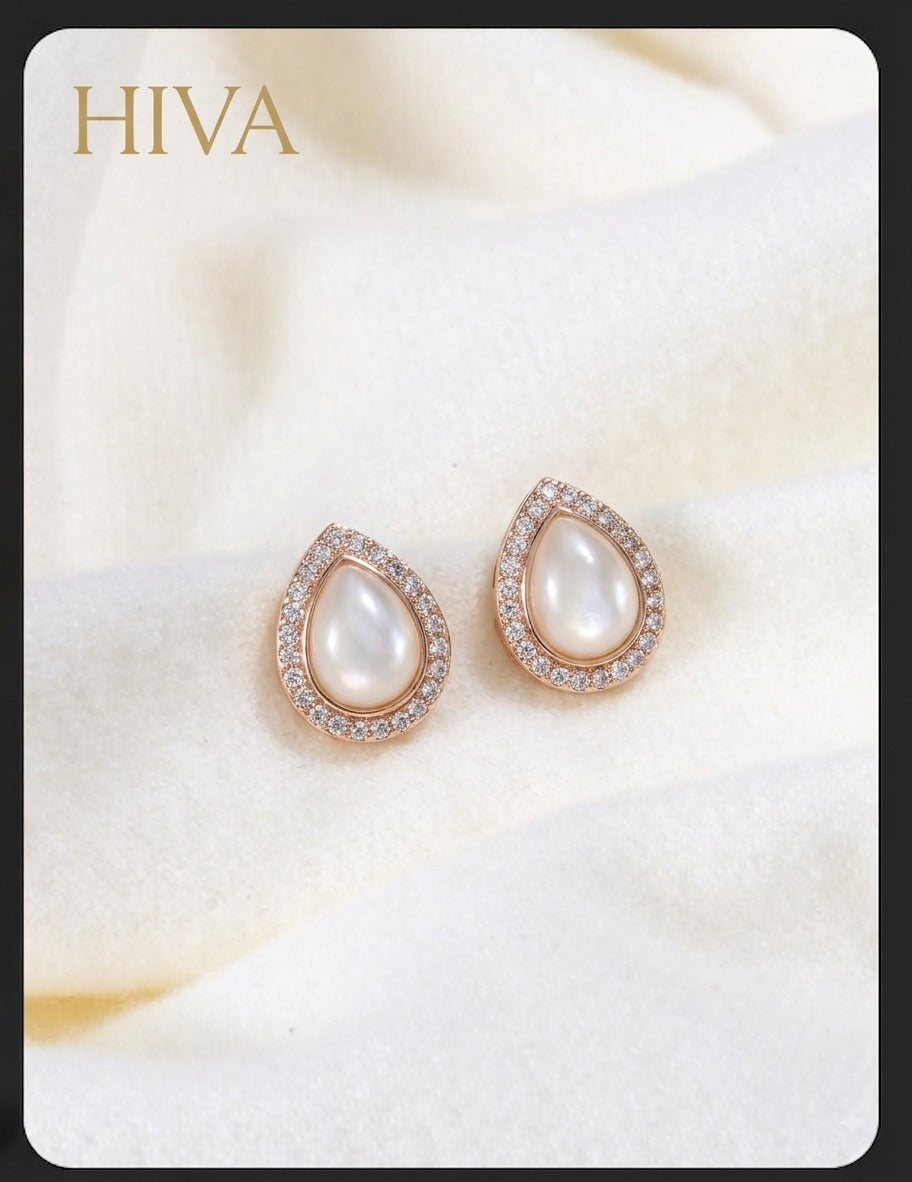 Pearl Teardrop Stud Earrings