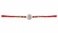 Om Symbol Silver Rakhi with Wooden Beads