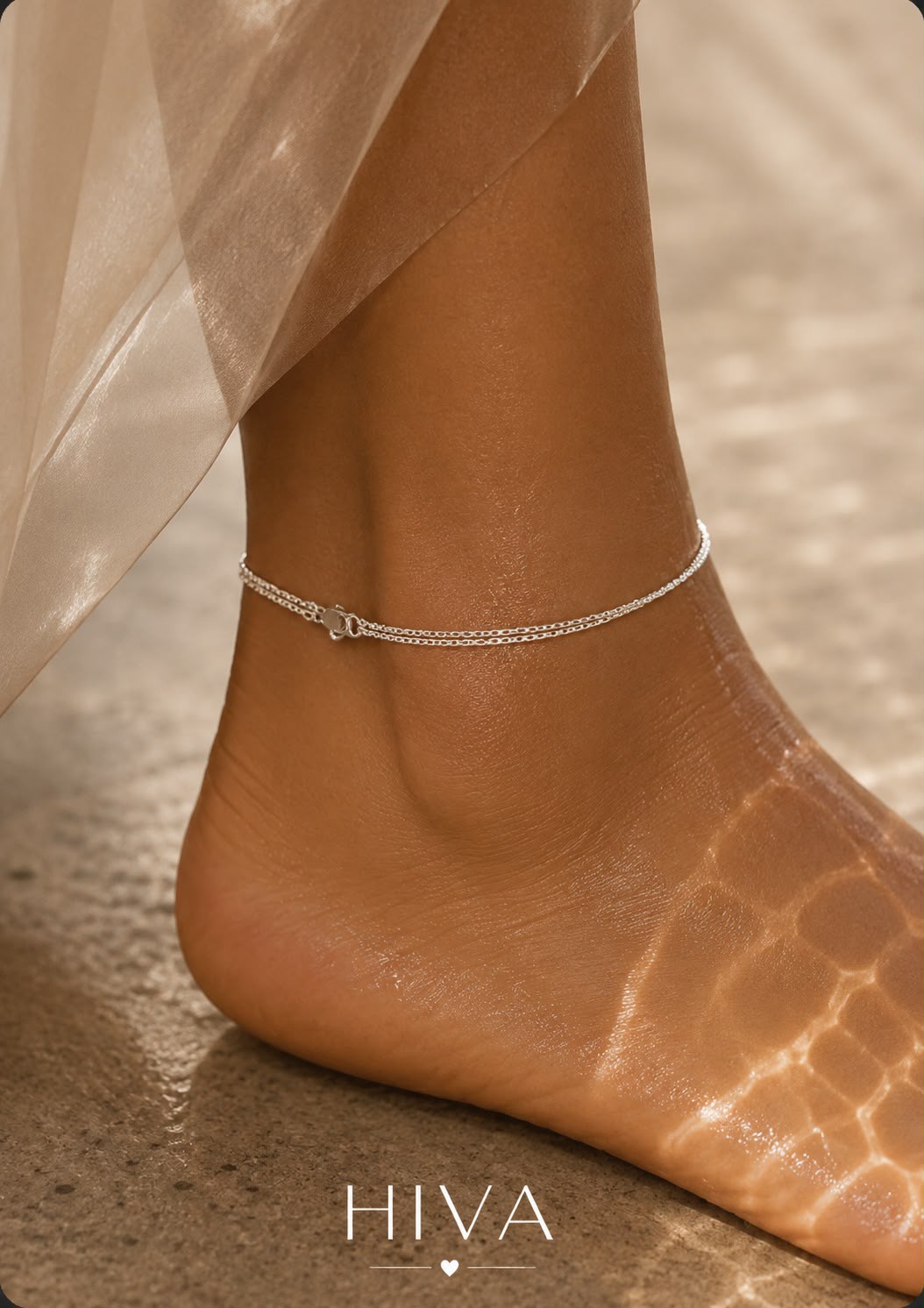 Silver Double Layer Chain Anklet
