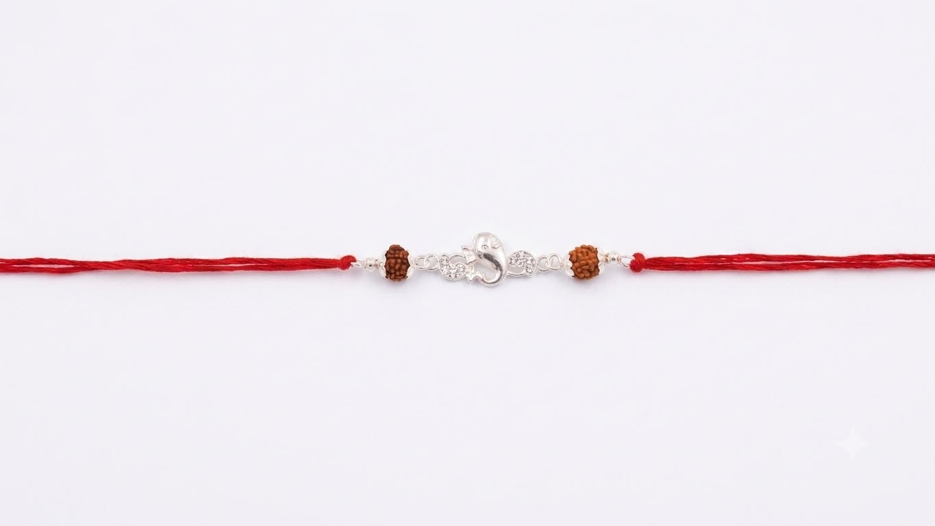 Ganesha Rudraksha Silver Rakhi